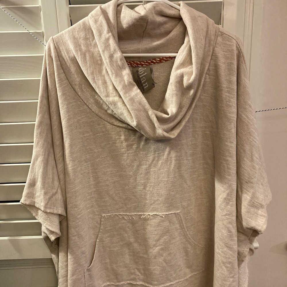 Anthropologie Cowl neck Front pocket Pull Over Dolan Left Coast Cream Natural S.